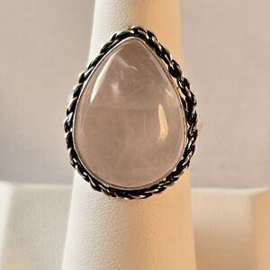 Vintage Sterling Silver Pendant With Rose Quartz